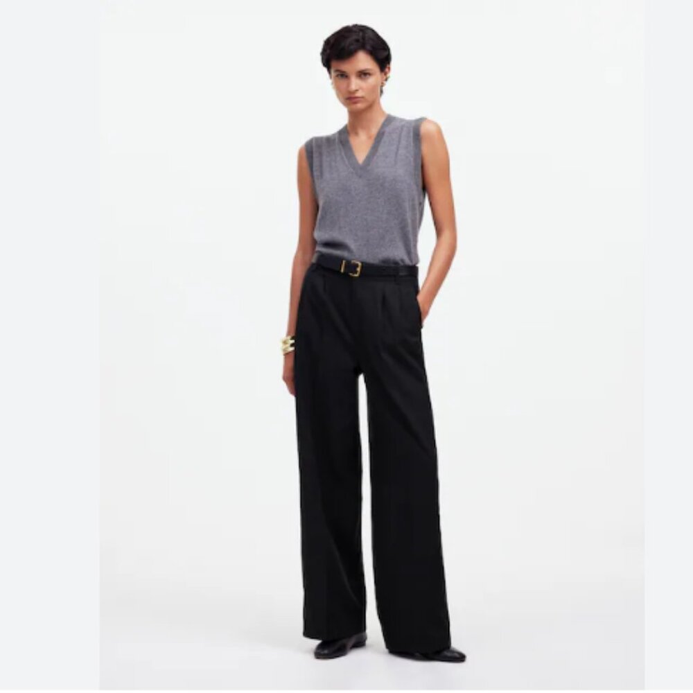 The Petite Harlow Wide-Leg Pant in Drapey Twill